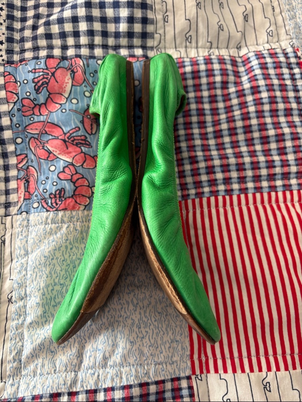 Lanvin Bright Green Leather Ballet Flats - Picture 7 of 13